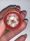 Vtg Crisloid Roulette Wheel Plastic Keychain Key Ring Fob Red Game Casino Gamble