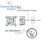 Men Women s 925 Sterling Silver Square Stud Earrings Rhodium 3 4 5 6 7 8 9 10mm