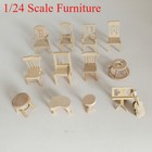 1 24 Scale Dollhouse Miniatures Furniture Vintage Stools Chair Armchair Table