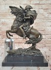 French Signed Napoleon Bonaparte On Horse Figure Bronze Statue Sculpture Decor