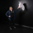 Hanging White Horse Head Life Size Resin Statue Western Theme Wall Decor Prop
