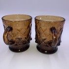 Vintage Amber Brown Anchor Hocking Glass Cup Mug Set Of 2 Glass