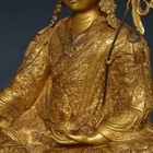 16 9  Antique Tibet Buddhism Temple Bronze 24k Gilt Padmasambhava Buddha Statue