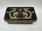 Vtg Antique Chinese Wood Lined Cloisonne Humidor Box W Yellow Dragons Decoration
