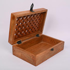 Mango Wood Decorative Wooden Box With Hinged Lid In Jali Carvings Used As Storag