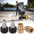 Pressure Washer Adapter Set Quick Kit M22 Swivel M22-14mm To 3 8   Connect