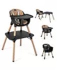 4-in-1 Baby Convertible Toddler Table Chair Set With Pu Cushion Brown