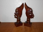 Vintage Hand Carved African Tribal 11  Wood Set Of 2 Statues