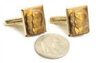 Swank 12k Gold Filled G f  Carved Tiger s Eye Roman Soldier Intaglio Cufflinks