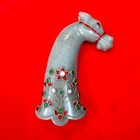 Indo-persian Mughal Islamic Jade Jeweled Horse Head Dagger Khanjar Handle Hilt