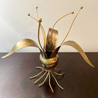 Vintage Copper Metal Brutalist Art Sculpture Mid Century Flowers 13  Tall