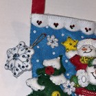 Bucilla Teamwork Snowmen Handmade Felt Christmas Stocking Completed