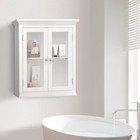 Removable Wooden Wall Cabinet W  2 Glass Doors Adjustable Shelf Storage Solution