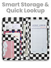 Cute Server Book For Waitress With Zipper   Magnetic Pockets     Retro Checkerboar