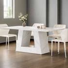 New Dining Table Rectangular Table Modern Faux Marble Kitchen Dining Room White
