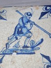 Rare Antique Delft Tile 17th C Cobalt Blue Dutch Soldier Earthenware Tin Glaze