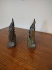 Vintage Pair Of Cast Iron Bookends 4 Masted Tall Ships Nautical Decor