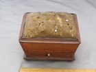 Antique Federal empire Rosewood Veneer Casket Form Sewing Box-pincushion Top