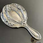 Antique Art Nouveau Fleur-de-lis Lily Silverplate Dresser Vanity Handheld Mirror