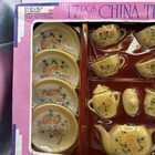 Vintage Child s 17 Piece China Tea Set Original Box Floral Rose Pattern Complete