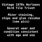 Cast Iron Bird Tile Trivet Wall Art Vintage 1970s Norleans Japan Boho Chic Mod