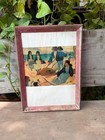 Vintage Folk Art Coastal Village Scene Framed Picture Home Decor 15  X 11 