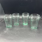 Vintage Coca Cola Coke Glasses Hammered Green Pebble  set Of 4 