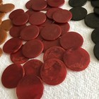 Vintage 106 Bakelite Poker Chips Butterscotch Dark Green Red Marbled Swirl