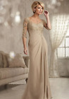 Elegant Beaded Lace Champagne Mother Of The Bride Dresses Plus Size Chiffon Half