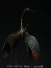 12 9   Old Chinese Bronze Fengshui Red-crowned Crane Dragon Turtle Statue