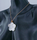 Lee Sands Hawaiian Flower Carved Mop Mother Of Pearl Rose Gold Pl 20  Necklace