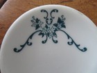 2 Vintage White  Ironstone Butter Pats Thick Chunky Fat With Unique Green Design