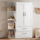Armoire Wardrobe Closet With 2 Drawers Tall Wardrobe Cabinet With Hanging Rod