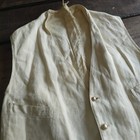 Antique 1800s Mens Waistcoat Vest Victorian Cream Four Pocket Cinch Back 1900s