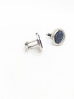 Vintage Blue Agate Silver Cufflinks Cuff Link Links Stone Gemstone Mens Man Men