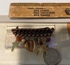 Vintage French Spring Loaded Hair Clip Barrette Bronze Tone With Dangle Charms