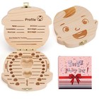 Baby Tooth Box Wooden Kids Keepsake Organizer Gift For Baby Teeth  Cute Child   