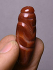 4cm Old Chinese Hongshan Culture Agate Carving People Face Yu Cong Zong Pendant