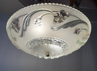 Restored Antique Vtg Art Deco Semi Flush Mount Ceiling Light Glass 1920s 30s 40s