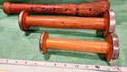 3 Antique Vintage Wooden Spools Bobbins Spindles Yarn Thread Industrial Textile