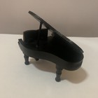 Christmas Ornament Black Wood Painted Grand Piano W Sheet Music Vintage