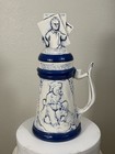 Vintage Norman Rockwell Sepco 1982 Ceramic Beer Stein Figural Lid Blue White