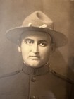 Antique Wwi Us Army Soldier Portrait Campaign Hat Military Photo Large Mounted