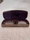 Antique Pince Nez Wire Rim Eyeglasses In Metal Case