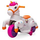 Tobbi Kids Ride On Unicorn Rocking Horse 6v Pony Toy Car W music Training Wheels