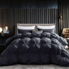 Luxurious All-season Black Pinch Pleat Oversize Goose Down Comforter Duvet