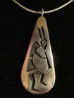 Handmade Native American Sterling Silver Signed Flute Player Pendant