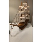 Vintage Wooden Model Tall Ship Nautical Decor Three Masted Schooner Sailboat