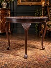 Carved Demilune Console Table Glass Top Victorian Style Ornate Hall Furniture