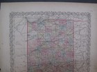 J  H  Colton Antique Hand Colored Map Indiana Indianapolis South Bend In 1855